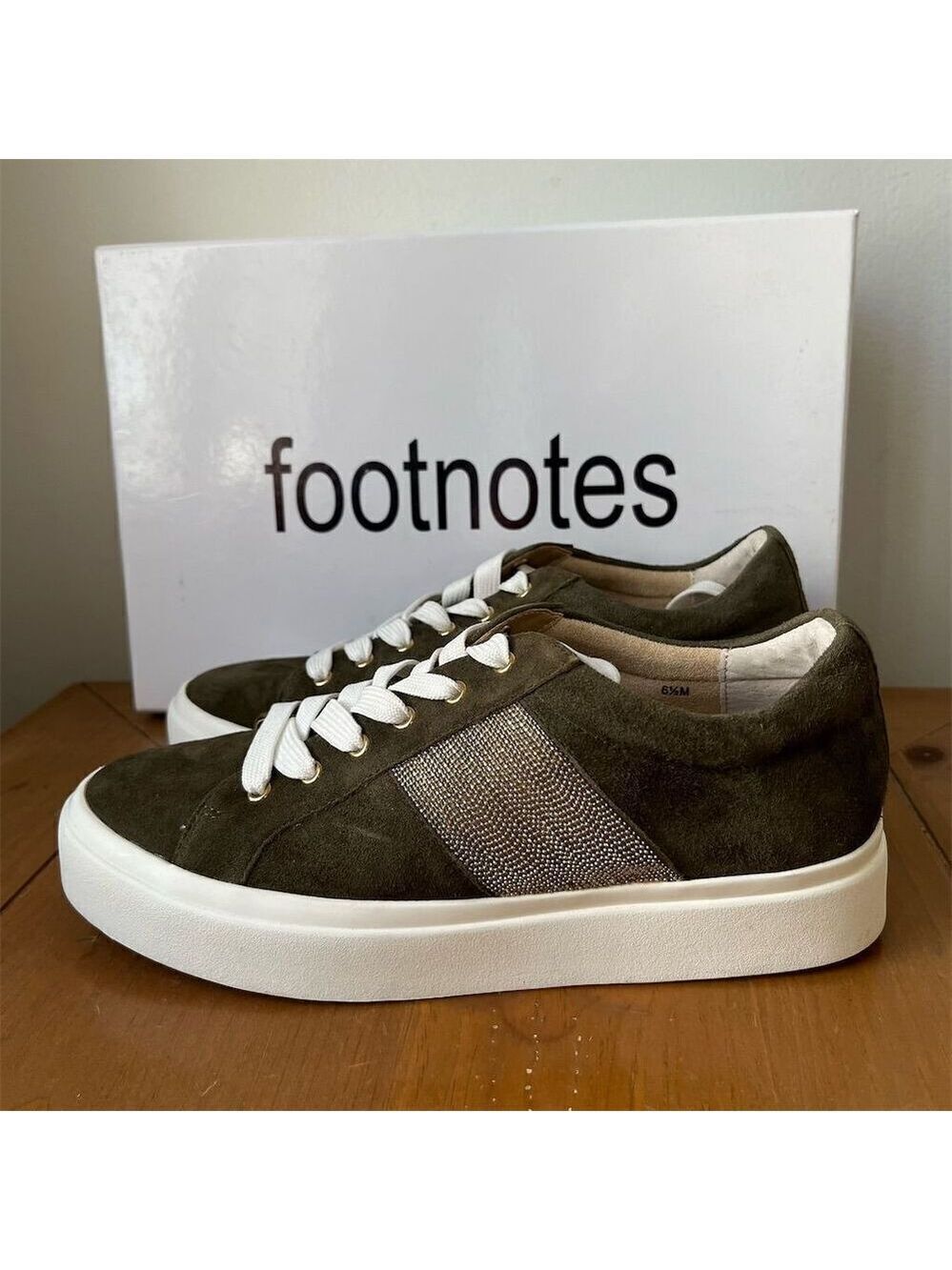 Footnotes Women's Yam Suede Olive Green Platform Sneakers Casual Lace-Up 6.5